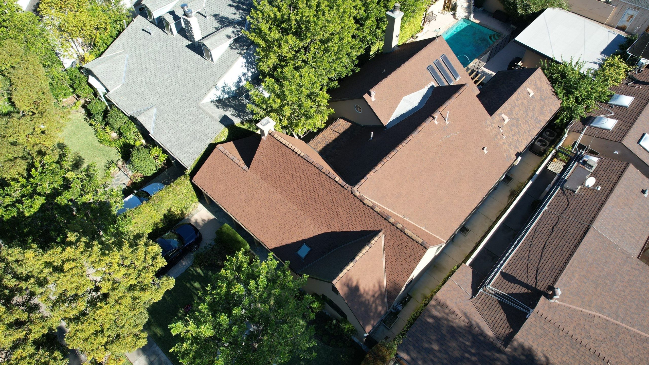 Roof repair crew at work, Montebello, CA